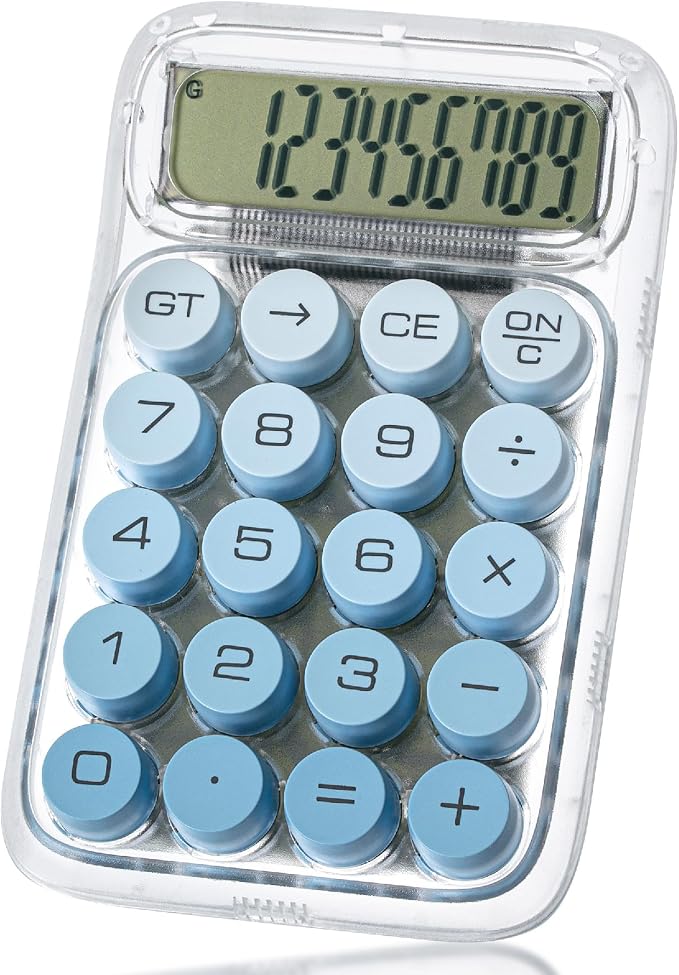 Mr. Pen- Mechanical Switch Calculator, 10 Digits, Blue Calculator | Transparent Body, Large LCD Display, Big Buttons