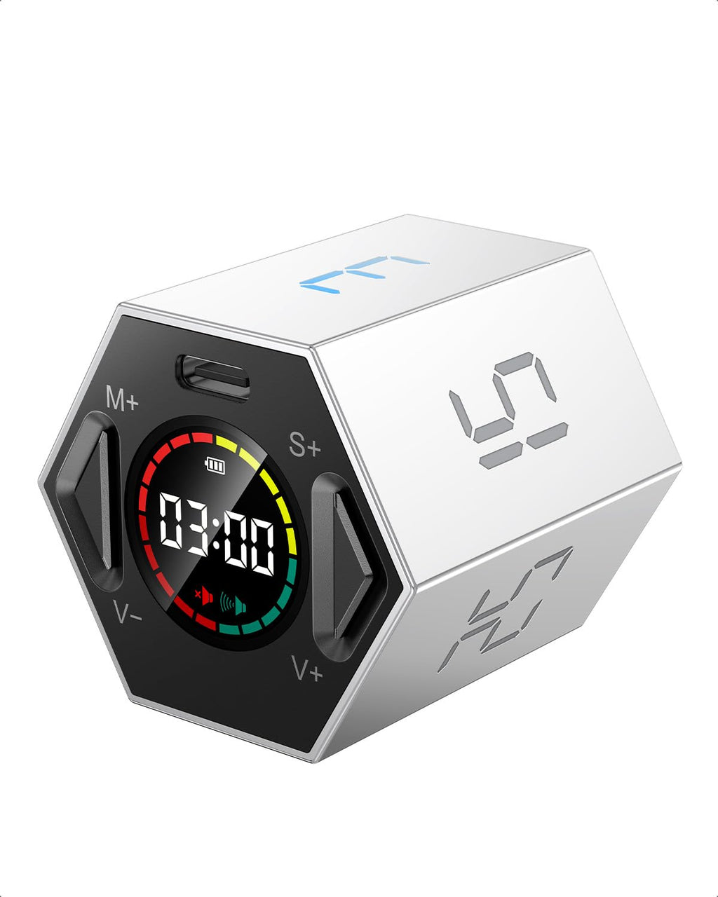 PIHEN Ticktime Pomodoro Timer – Portable Cube with 3/5/10/15/25/30 Min Presets, Custom Countdown, USB-C Rechargeable