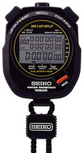 SEIKO SVAS009 Professional Waterproof Stopwatch for Swimming Training, 300 Lap Memory, 10‑Bar Water Resistance, Triple‑Line Display, 1/100‑Second Timing
